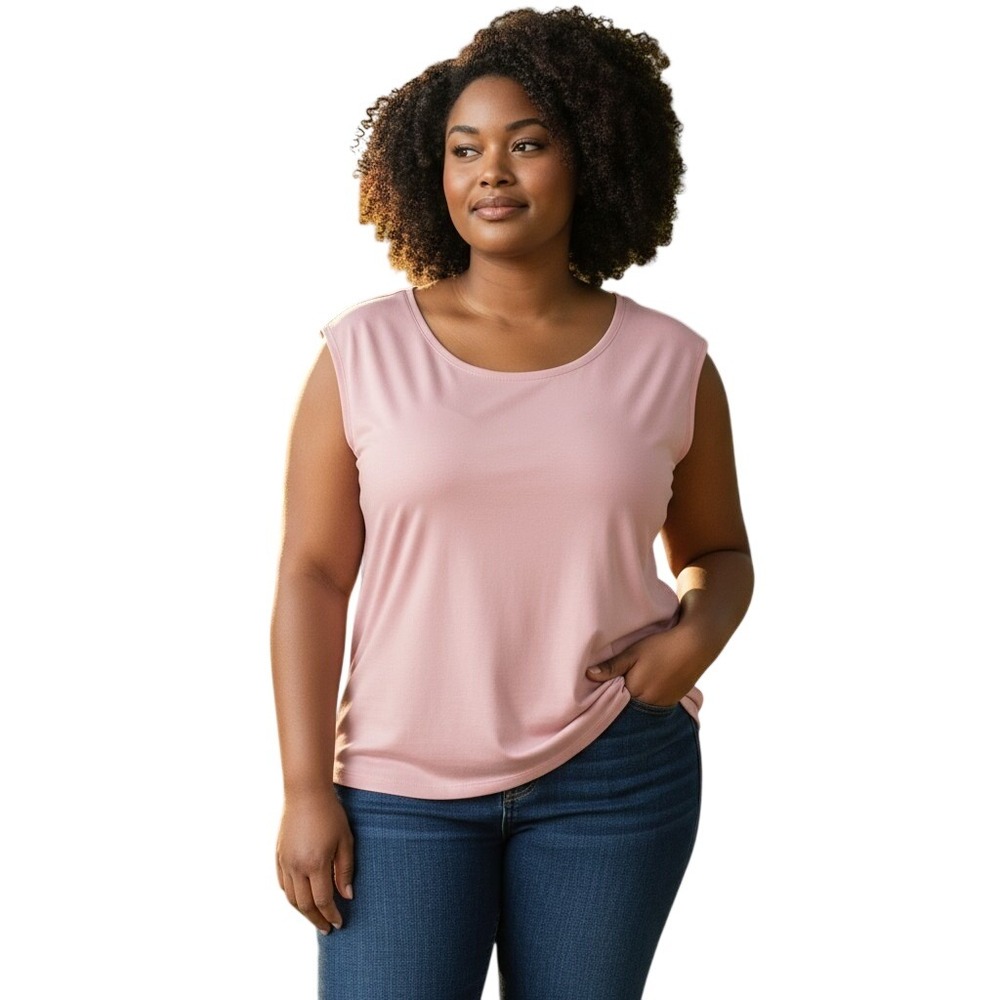 Ann Taylor Pink Sleeveless Scoop Neck Top Size Large Rayon Polyester Spandex